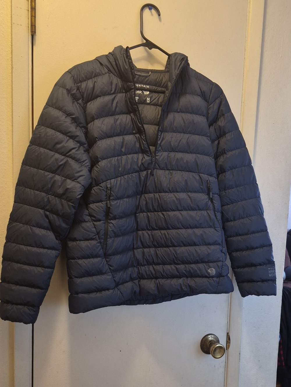 Mountain Hardwear Stretchdown Hoodie Men's Blue Puffer Jacket Good Condition